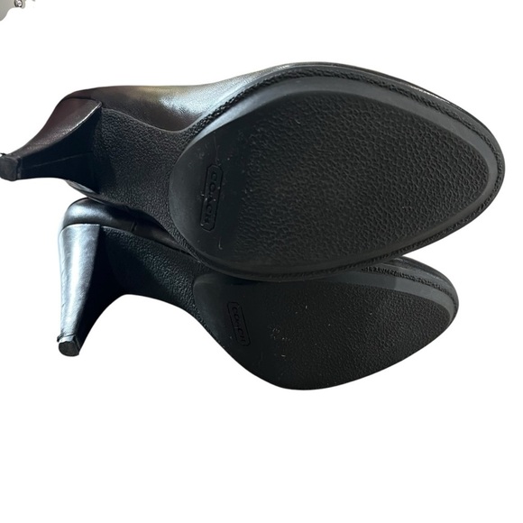 Coach Annika Black Leather Slip On Pointed Toe 4” Heel Ankle Booties Women’s 6 B - Picture 8 of 11